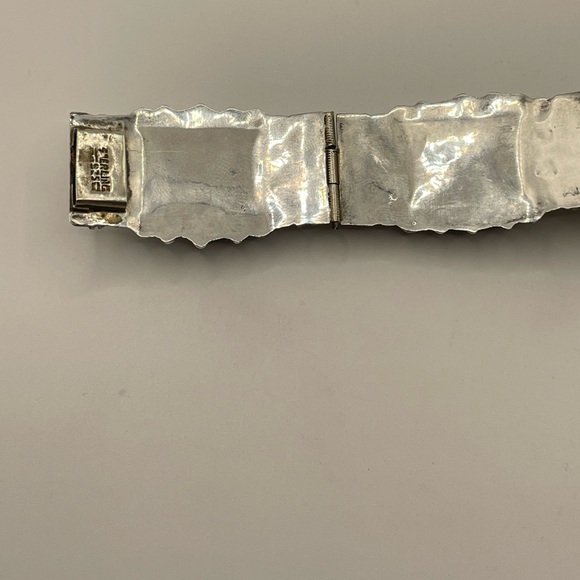 Vintage Mexico Sterling Silver Cord Black Onyx Hinged Link Bracelet 7” Long! - Picture 4 of 4